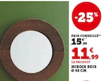 Miroir bois Ø 48 cm en promo chez Super U Drancy à 11,99 €