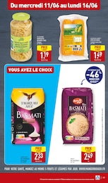 Prix et réduction Riz Basmati dans le prospectus Aldi en cours Offre Riz Basmati dans le catalogue Aldi du moment à la page 19