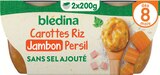 Bols Écrasé de Carottes, Riz & Jambon, Persil dès 8 mois - Blédina dans le catalogue Intermarché Hyper