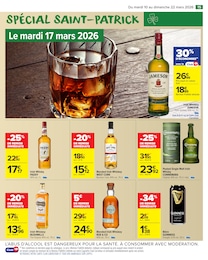 Prix et réduction Irish Whisky dans le prospectus Carrefour Market en cours Offre Irish Whisky dans le catalogue Carrefour Market du moment à la page 17
