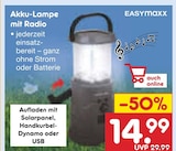Akku-Lampe mit Radio im Angebot bei Netto Marken-Discount in Krefeld Akku-Lampe mit Radio Angebote von EASYMAXX bei Netto Marken-Discount Krefeld für 14,99 €