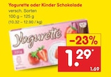 Yogurette oder Kinder Schokolade im Angebot bei Netto Marken-Discount in Lutherstadt Wittenberg Yogurette oder Kinder Schokolade Angebote bei Netto Marken-Discount Lutherstadt Wittenberg für 1,29 €