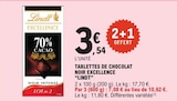 Tablettes de chocolat noir Excellence - Lindt dans le catalogue E.Leclerc