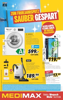 Staubsauger im aktuellen MEDIMAX Prospekt (Berlin) Staubsauger im MEDIMAX Prospekt "ZUM FRĂśHJAHRSPUTZ SAUBER GESPART" mit 8 Seiten (Berlin)