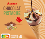 CÔNES GLACÉS CHOCOLAT PISTACHE AUCHAN - AUCHAN en promo chez Auchan Hypermarché Avignon à 4,98 €