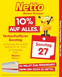 Netto Marken-Discount Prospekt für Hamm mit 2 Seiten Netto Marken-Discount Prospekt für Hamm: "10% auf ALLES", 2 Seiten, 27.09.2026 - 27.09.2026