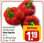Rote Paprika im Angebot bei REWE in Greifswald Rote Paprika Angebote bei REWE Greifswald für 1,19 €