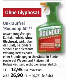 Unkrautfrei 'Roundup AC'*2 bei BAUHAUS in Münster Unkrautfrei 'Roundup AC'*2 im Angebot bei BAUHAUS Münster für 12,95 €
