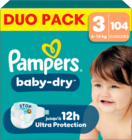 COUCHES BABY DRY DUO PACK  PAMPERS - PAMPERS en promo chez Auchan Supermarché Orléans à 19,77 €