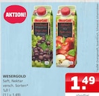 Saft, Nektar im Angebot bei Getränke Quelle Weydringer in Lehrte Saft, Nektar Angebote von WESERGOLD bei Getränke Quelle Weydringer Lehrte für 1,49 €