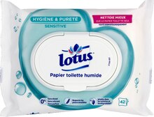 Cosmétiques - Lotus dans le catalogue Monoprix Papier toilette humide Hygiène & Pureté Sensitive - Lotus à 1,72 € en promo chez Monoprix