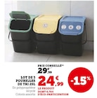 Lot de 3 poubelles de tri 25L en promo chez Super U Argenteuil à 24,99 €
