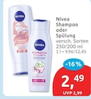 Shampoo oder Spülung Angebote von Nivea bei budni Norderstedt für 2,49 €