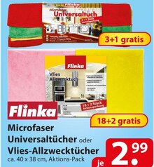 Flinka Microfaser Universaltücher oder Vlies-Allzwecktücher bei famila Nordost in Braunschweig Flinka Microfaser Universaltücher oder Vlies-Allzwecktücher im Angebot bei famila Nordost Braunschweig für 2,99 €