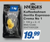 Kaffeebohnen Gorilla Espresso Crema No 1 Angebote von JOEGES bei expert Amberg für 19,99 €