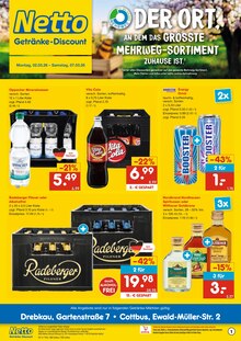 Wasser im Netto Marken-Discount Prospekt "DER ORT, AN DEM DU IMMER AUSGEZEICHNETE PREISE FINDEST." mit 6 Seiten (Cottbus)