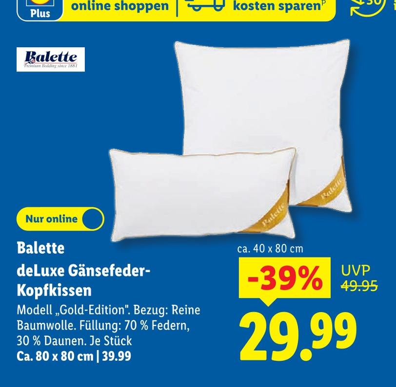 deLuxe Gänsefeder-Kopfkissen