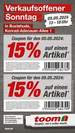 Aktueller toom Baumarkt Baumärkte Prospekt für Grünendeich: Verkaufsoffener Sonntag mit 1} Seite, 05.05.2024 - 05.05.2024