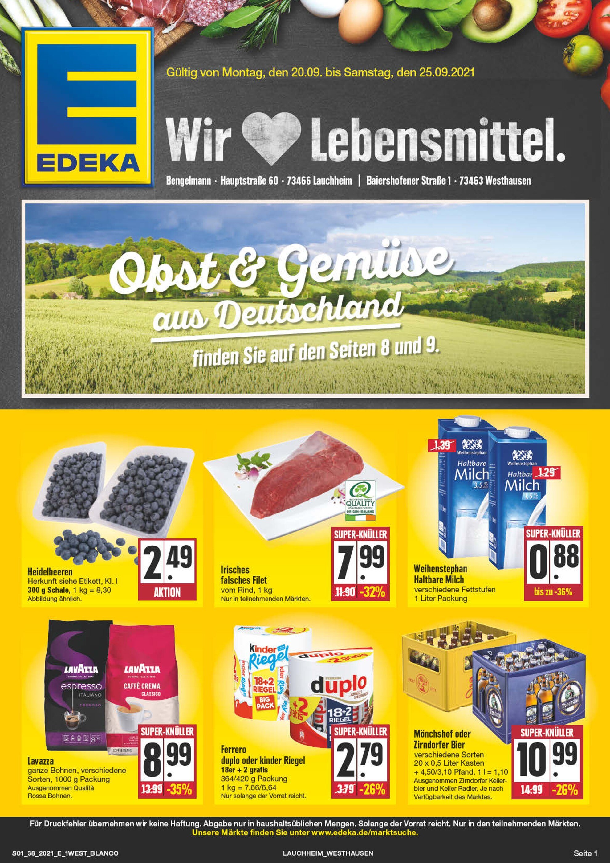 EDEKA Prospekt für Aalen mit 36 Seiten EDEKA Prospekt für Aalen: "Wir lieben Lebensmittel!", 36 Seiten, 20.09.2021 - 25.09.2021