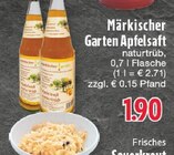 Apfelsaft naturtrüb Angebote von Märkischer Garten bei E center Lüdenscheid für 1,90 €