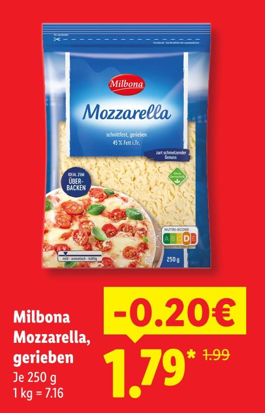 Mozzarella, gerieben