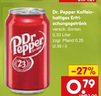 Koffeinhaltiges Erfrischungsgetränk im Angebot bei Netto Marken-Discount in Mainz Koffeinhaltiges Erfrischungsgetränk Angebote von Dr. Pepper bei Netto Marken-Discount Mainz für 0,79 €