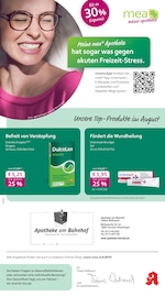 mea - meine apotheke Apotheken Prospekt der aktuellen Woche mit 4 Seiten, gültig von 01.08.2025 bis 31.08.2025, in Korntal-Münchingen und Umgebung Aktueller mea - meine apotheke Apotheken Prospekt in Korntal-Münchingen und Umgebung, "Unsere August-Angebote" mit 4 Seiten, 01.08.2025 - 31.08.2025