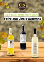 Catalogue Biomonde à Fresnes, avec 18 pages Prospectus Biomonde à Fresnes, "Foire aux vins d'automne", 18 pages, 02/09/2020 - 27/09/2020