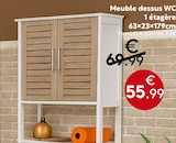Meuble dessus WC 1 étagère - Maxi Bazar à Cergy Meuble dessus WC 1 étagère en promo chez Maxi Bazar Cergy à 55,99 €