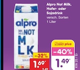 Not Milk, Hafer- oder Sojadrink von Alpro für 1,49 € bei Netto Marken-Discount im Angebot Not Milk, Hafer- oder Sojadrink von Alpro im aktuellen Netto Marken-Discount Prospekt