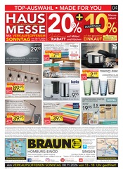 Schnellkochtopf im BRAUN Möbel-Center Prospekt in Homburg Aktueller BRAUN Möbel-Center Prospekt mit Schnellkochtopf, "HAUSMESSE", Seite 4