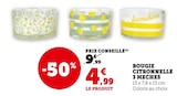 Bougie citronnelle 3 meches en promo à 4,99 € chez Hyper U Bougie citronnelle 3 meches dans le catalogue Hyper U