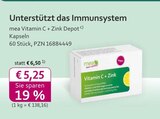 mea Vitamin C + Zink Depot Kapseln im Angebot bei mea - meine apotheke in Frankfurt mea Vitamin C + Zink Depot Kapseln Angebote bei mea - meine apotheke Frankfurt für 5,25 €