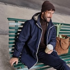 Parka déperlante doublée à capuche bleu foncé homme - La Halle à Troyes Parka déperlante doublée à capuche bleu foncé homme en promo chez La Halle Troyes à 69,99 €