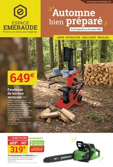 Catalogue Espace Emeraude à Castelnaudary cette semaine, valable du 23/09/2026 au 10/10/2026 Prospectus Espace Emeraude à Castelnaudary, "Automne bien préparé", 16 pages de promos valables du 23/09/2026 au 10/10/2026