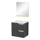 Ensemble meuble salle de bain suspendu noir avec vasque et miroir TOLIMA 60 cm en promo chez Brico Dépôt Pau à 99,00 €