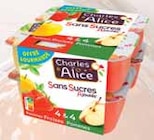Compote 4 pommes/4 pommes-fraise sans sucres ajoutés offre gourmande - CHARLES & ALICE en promo à 2,29 € chez Intermarché Compote 4 pommes/4 pommes-fraise sans sucres ajoutés offre gourmande - CHARLES & ALICE dans le catalogue Intermarché