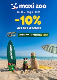 Prospectus Maxi Zoo, "SURFEZ SUR LES PROMOS DE L'ÉTÉ !" à Guenrouet et alentours, 1 page, 17/06/2026 - 30/06/2026 Catalogue Maxi Zoo "SURFEZ SUR LES PROMOS DE L'ÉTÉ !" à Guenrouet et alentours, 1 page, 17/06/2026 - 30/06/2026