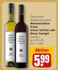 Grüner Veltliner oder Blauer Zweigelt im Angebot bei REWE in Fürth Grüner Veltliner oder Blauer Zweigelt Angebote von Weinmanufaktur Krems bei REWE Fürth für 5,99 €