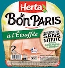 Super U Chanceaux-sur-Choisille - Promo 34% versés sur la carte U sur la gamme de jambon le bon paris conservation sans nitrite HERTA Promo 34% versés sur la carte U sur la gamme de jambon le bon paris conservation sans nitrite HERTA à dans le catalogue Super U à Chanceaux-sur-Choisille