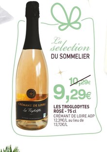 CRÉMANT DE LOIRE AOP ROSÉ - NaturéO à Vanves CRÉMANT DE LOIRE AOP ROSÉ en promo chez NaturéO Vanves à 9,29 €