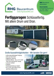 Garten im RHG Baucentrum Prospekt in Zwickau Aktueller RHG Baucentrum Prospekt mit Garten, "Fertiggaragen Schlüsselfertig. Mit allem Drum und Dran.", Seite 1