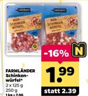 Schinkenwürfel von FARMLÄNDER für 1,99 € bei Netto mit dem Scottie im Angebot Schinkenwürfel von FARMLÄNDER im aktuellen Netto mit dem Scottie Prospekt