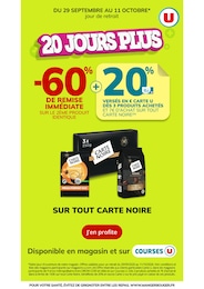 Prospectus Super U : «20 JOURS PLUS» avec 1 page, 29/09/2026 - 11/10/2026 Catalogue Super U en cours à Algajola et aux alentours : «20 JOURS PLUS» avec 1 page, valable du 29/09/2026 au 11/10/2026