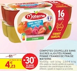 Compotes coupelles sans sucres ajoutés pomme, pomme framboise fraise - Materne dans le catalogue Intermarché Express