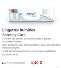 Lingettes humides - SERENITY CARE - Technicien de Santé Lingettes humides - SERENITY CARE à 4,40 € dans le catalogue Technicien de Santé