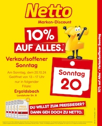 Netto Marken-Discount Prospekt: "10% AUF ALLES.", 2 Seiten, 20.10.2024 - 20.10.2024