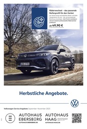 Volkswagen Prospekt für Kirchdorf mit 1 Seite Volkswagen Prospekt für Kirchdorf: "Herbstliche Angebote.", 1 Seite, 01.09.2025 - 30.11.2025