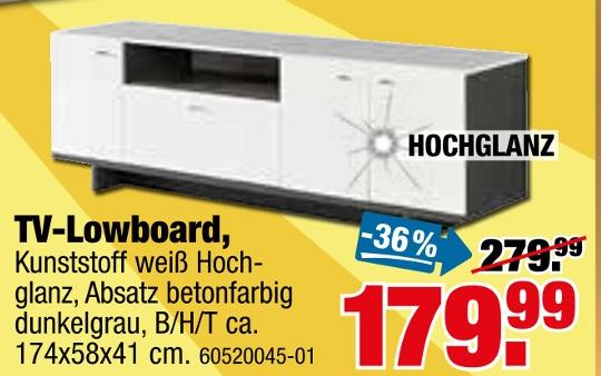 tejo's SB Lagerkauf Giersleben - TV-Lowboard TV-Lowboard Angebot bei tejo's SB Lagerkauf Giersleben im Prospekt 21% AUF MÖBEL, MATRATZEN UND KÜCHEN!