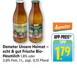 Frische Bio-Heumilch fettarm 1,8% Angebote von Demeter bei E center Bad Kreuznach für 1,79 €